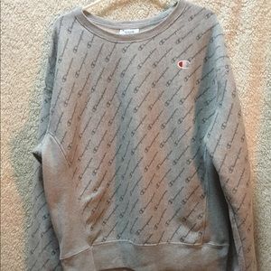 Champion Reverse Weave Allover Print Hoodie Gray